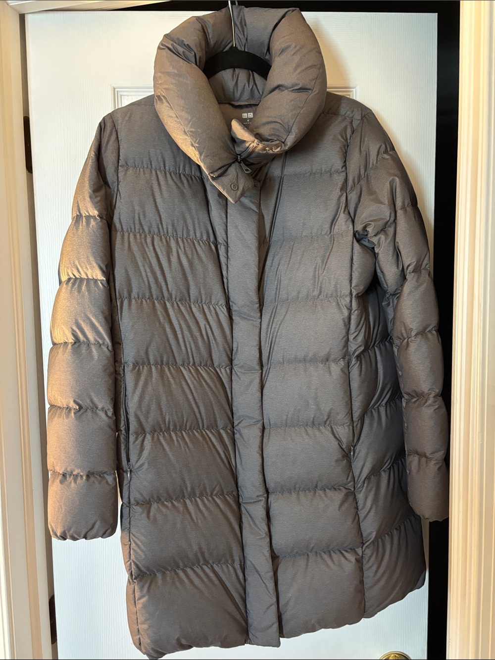 Uniqlo Charcoal Quilted Long Puffer Coat